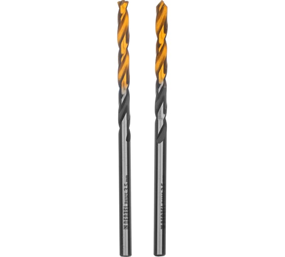 Сверло спиральное по металлу 3.5x70 мм, Р6М5, Golden Tip, многогранная заточка, 2 шт Denzel 718270 1
