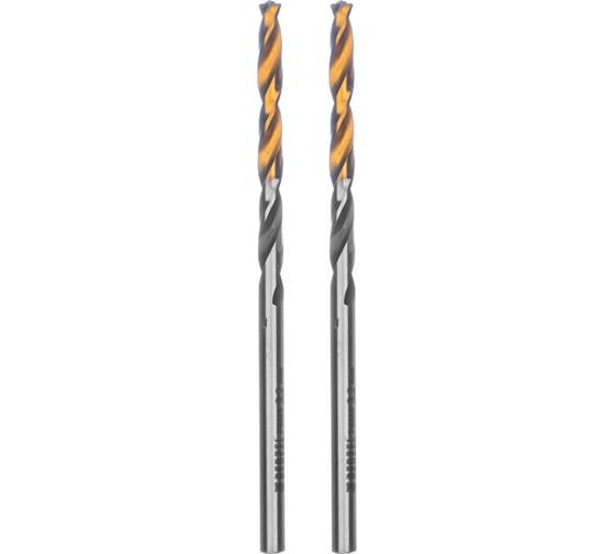 Сверло спиральное по металлу 3.2x65 мм, Р6М5, Golden Tip, многогранная заточка, 2 шт Denzel 718269