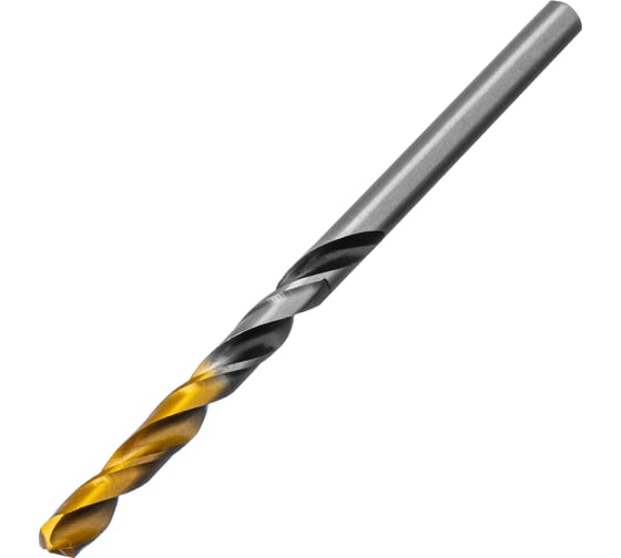 Сверло спиральное по металлу 4.5x80 мм, Р6М5, Golden Tip, многогранная заточка Denzel 718274