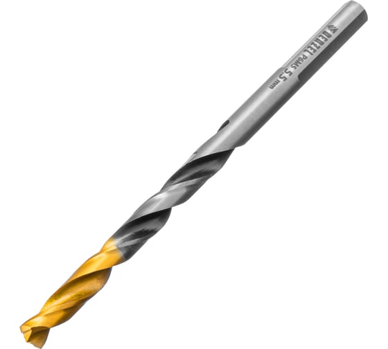 Сверло спиральное по металлу 5.5x93 мм, Р6М5, Golden Tip, многогранная заточка Denzel 718277