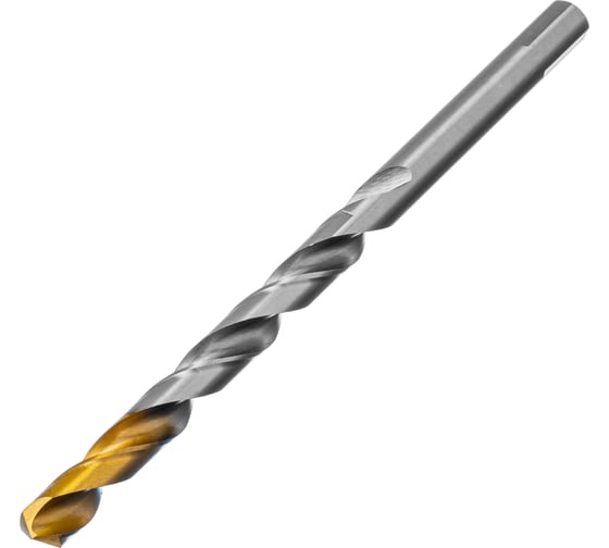 Сверло спиральное по металлу 12x205 мм, Р6М5, Golden Tip, удлиненное Denzel 718265