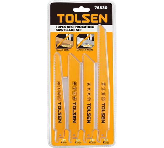 Набор полотен для сабельной пилы Industrial, по дереву/металлу, 10 шт TOLSEN 76830
