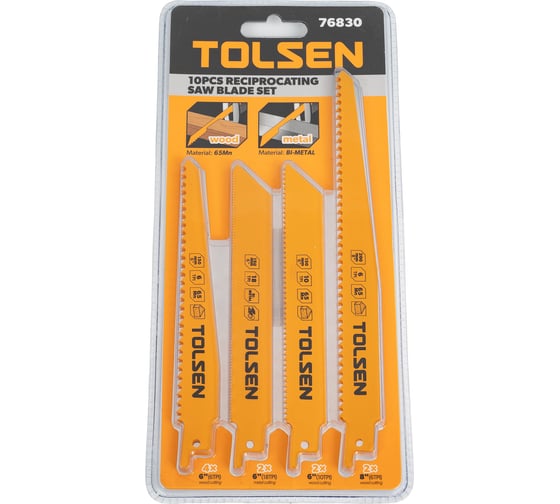 Набор полотен для сабельной пилы Industrial, по дереву/металлу, 10 шт TOLSEN 76830 1