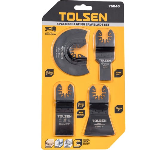 Набор насадок для реноватора, по металлу/дереву, для снятия краски, 4 шт TOLSEN 76840 1