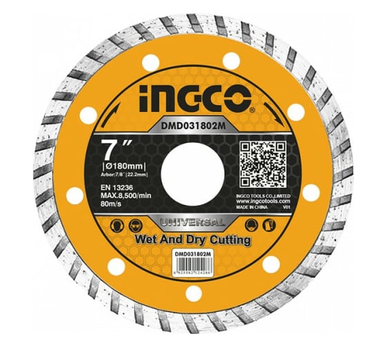 Диск алмазный отрезной (180х7.5х3х22 мм) INGCO DMD031802M 1