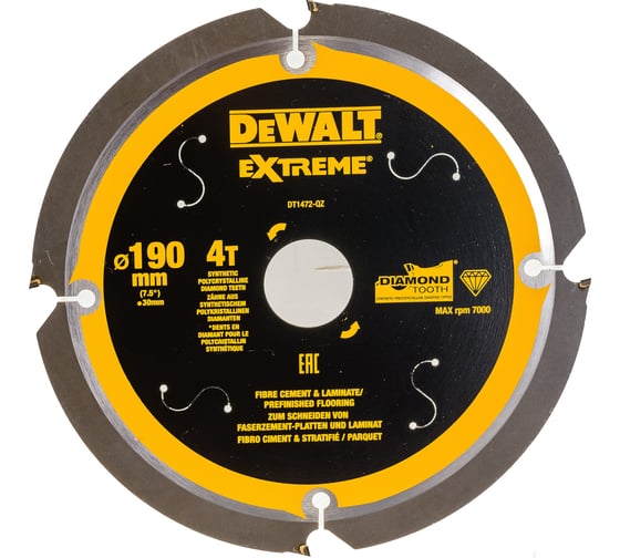 Диск пильный по фиброцементу (190x30 мм; 4T) DEWALT DT1472-QZ