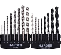 Набор сверл (16 шт; 6 шт по металлу, 5 шт по дереву, 5 шт по бетону) HARDEN 610289