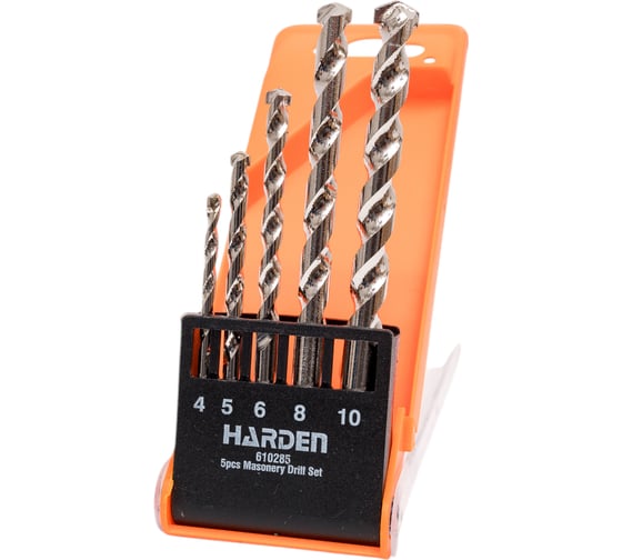 Набор сверл по бетону и кирпичу (5 шт; 4, 5, 6, 8, 10 мм) HARDEN 610285