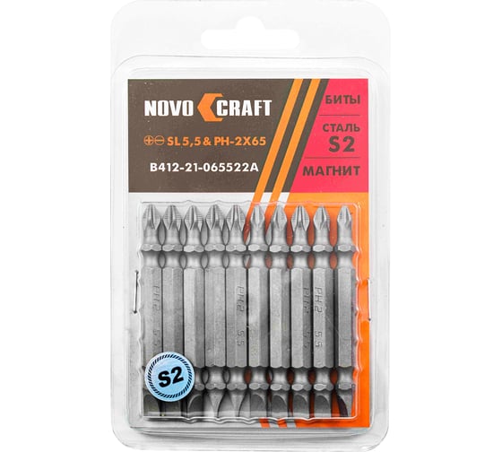 Биты двухсторонние в блистере (10 шт; SL5.5-PH2; 65 мм) Novocraft В412-21-065522A 1