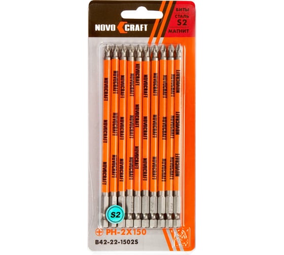 Биты в слайдере (10 шт; PH2; 150 мм; s2) Novocraft B42-22-1502S 1