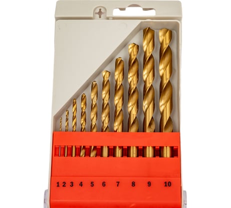 Набор сверл по металлу HB10-TiN (10 шт; 1-10 мм; шаг 1 мм; TiN) SDW TOOLS se00018