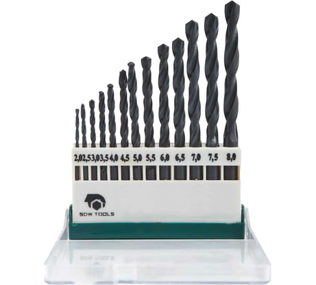 Набор сверл по металлу HC40 (13 шт; 2-8 мм; шаг 0.5 мм; HSS) SDW TOOLS se00009