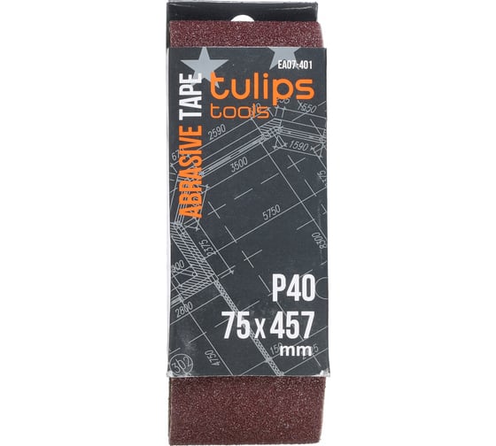 Лента шлифовальная (3 шт; 75х457 мм; P40) Tulips tools EA07-401