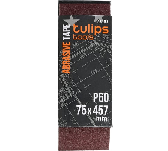 Лента шлифовальная (3 шт; 75х457 мм; P60) Tulips tools EA07-402 1