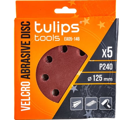 Диск шлифовальный с липучкой (5 шт; 125 мм; P240) Tulips tools EA05-146