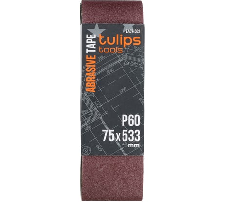 Лента шлифовальная (3 шт; 75х533 мм; P60) Tulips tools EA07-502