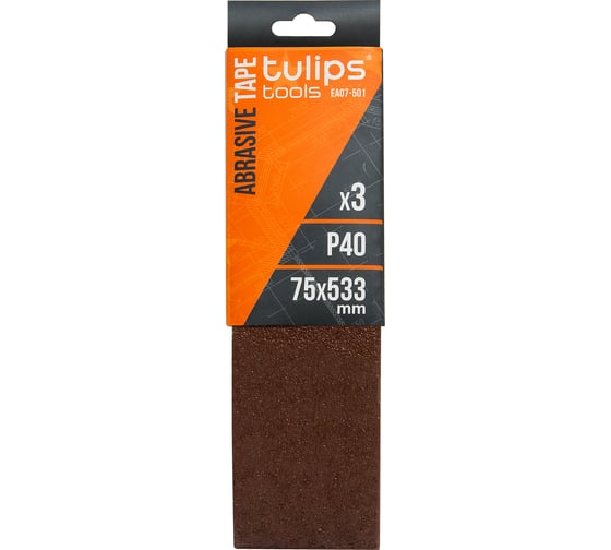 Лента шлифовальная (3 шт; 75х533 мм; P40) Tulips tools EA07-501 1