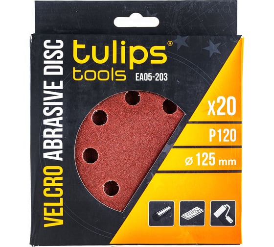 Диск шлифовальный с липучкой (20 шт; 125 мм; P120) Tulips tools EA05-203