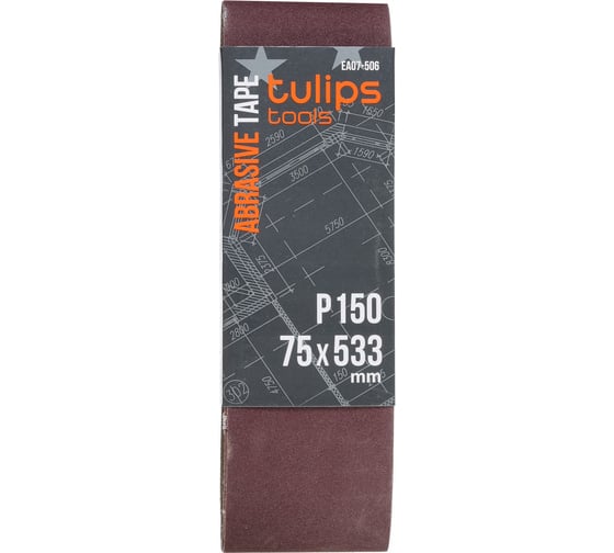 Лента шлифовальная (3 шт; 75х533 мм; P150) Tulips tools EA07-506 1