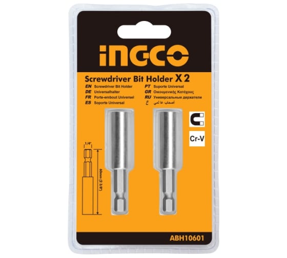 Держатель для бит магнитный (2 шт; 60 мм; 1/4") INGCO ABH10601