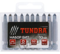 Биты намагниченные (10 шт; сталь S2; PH1х50 мм) TUNDRA 1124360