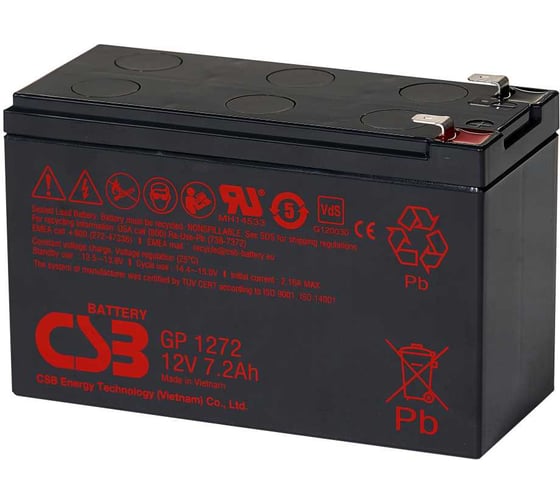 Аккумулятор для ИБП GP1272 12 В, 7.2 А*ч CSB УТ-00000084