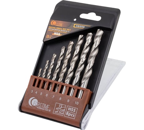 Набор сверл по металлу, FORSTIME 8 предметов, 3-10мм FT-DBS08(60692)