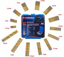 Набор сверл по металлу HSS, 92 шт, 1.5,2,2.5,3,3.2 мм по 10 шт; 3.5,4 мм по 8 шт; 4.5 мм-5 шт; 5,5.5,6,6.5 мм по 4 шт; 8 мм-3 шт; 10 мм-2 шт), в кейсе Forsage F-924U92(49100)