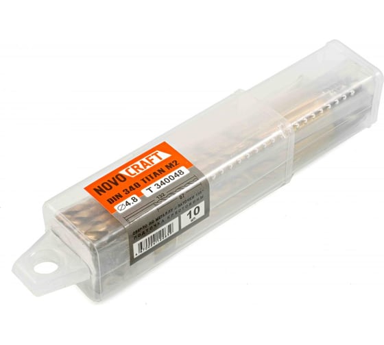 Сверло длинное по металлу (10 шт; 4.8х132х87 мм; M2; DIN 340) Novocraft T340048087132 1