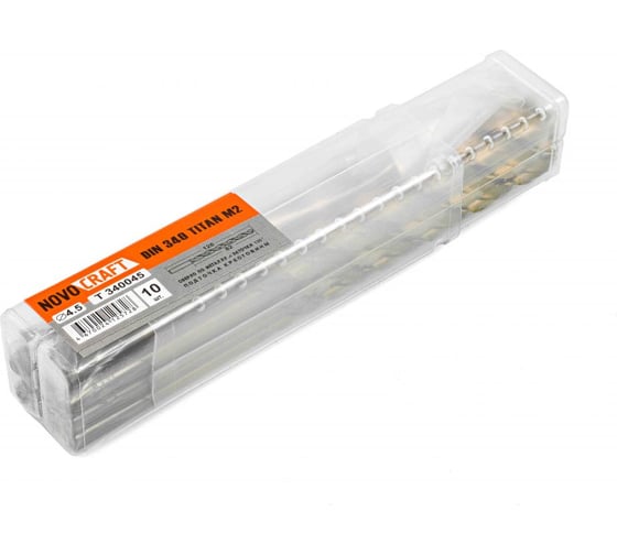 Сверло длинное по металлу (10 шт; 4.5х126х82 мм; M2; DIN 340) Novocraft T340045082126 1
