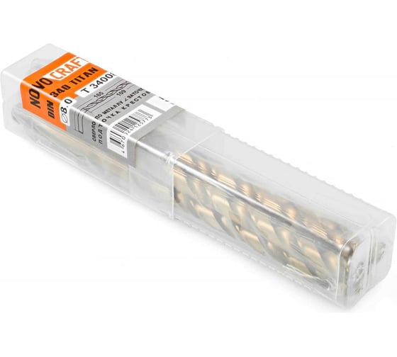 Сверло длинное по металлу (5 шт; 8х156х102 мм; M2; DIN 340) Novocraft T340080109165