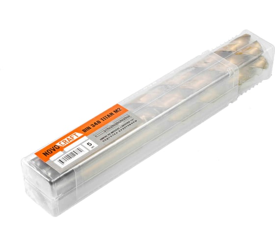 Сверло длинное по металлу (5 шт; 9х175х115 мм; M2; DIN 340) Novocraft T340090115175