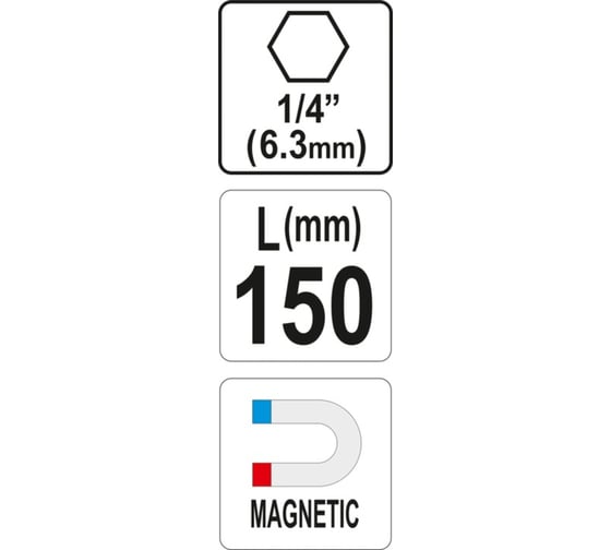 Держатель магнитный для бит 1/4", 150 мм YATO YT-04681