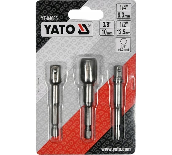 Набор адаптеров 3 шт 1/4", 3/8", 1/2" YATO YT-04685
