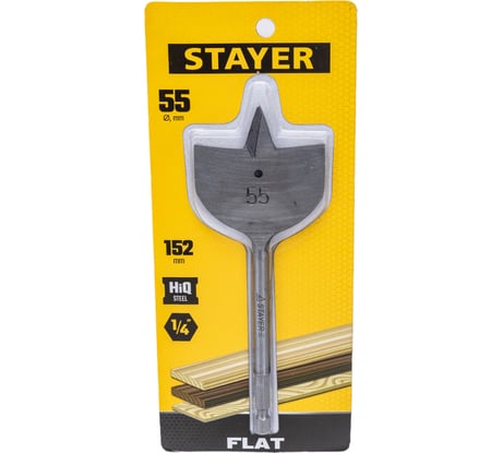 Сверло по дереву перовое STAYER Flat 55x152 мм 2950-55_z01