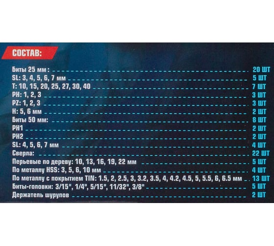 Сверла и биты, набор 57 шт Forsage F-924U57(60684)