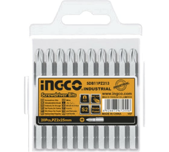 Набор бит INDUSTRIAL (20 шт; 25 мм; PZ2) INGCO SDB11PZ213