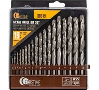 Сверла по металлу, набор 19 шт (1-10 мм) FORSTIME FT-DBS19(60695)