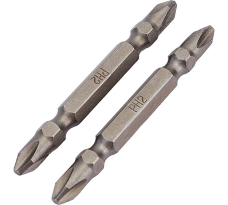 Биты двухсторонние намагниченные (2 шт; PH2; 65 мм; CrV) ТУНДРА 1124363