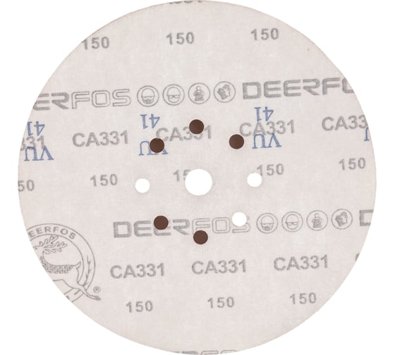 Круг шлифовальный на бумаге СА331 (225 мм; 9 отверстий; Р150) Deerfos 7930091774104
