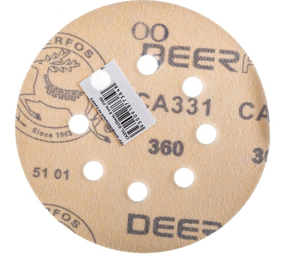 Круг шлифовальный на бумаге СА331 (125 мм; 8 отверстий; Р360) Deerfos 7930091773848