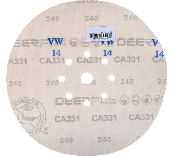 Круг шлифовальный на бумаге СА331 (225 мм; 9 отверстий; Р240) Deerfos 7930091774135