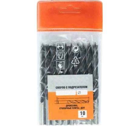 Сверло по дереву с подрезателем (10 шт; 5х85 мм) Novocraft BP050085