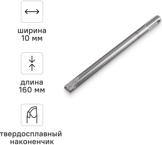 Зубило мини плоское твердосплавное SDS-plus 10х160 мм RAGE 558210