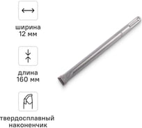 Зубило мини плоское твердосплавное SDS-plus 12х160 мм RAGE 558212