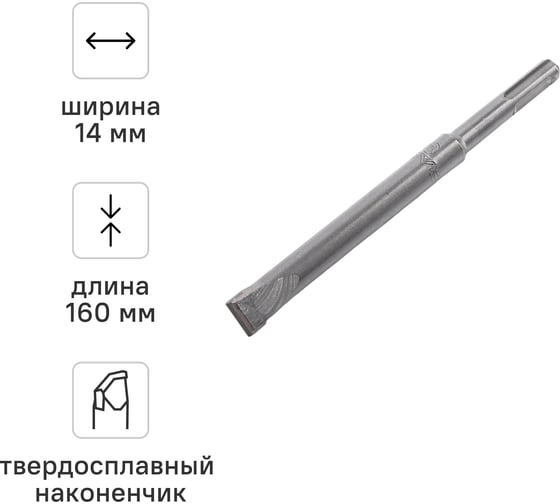 Зубило мини плоское твердосплавное SDS-plus 14х160 мм RAGE 558214