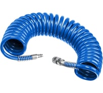 Шланг спиральный пневматический с БРС 12x8 мм, 9 м, синий NBPT 83023
