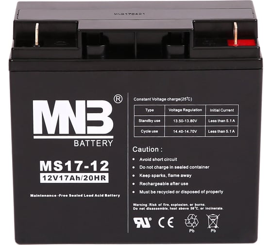 Батарея аккумуляторная АКБ MS17-12 12В 17Ач MNB MS17-12