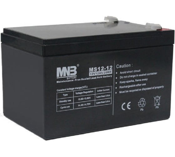 Батарея аккумуляторная АКБ MS12-12 12В 12Ач MNB MS12-12