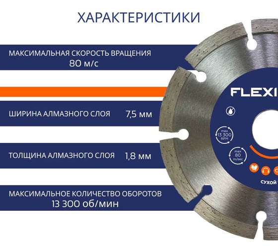 Диск алмазный с сегментированной кромкой универсальный (115х22.2 мм) Flexione 50000375